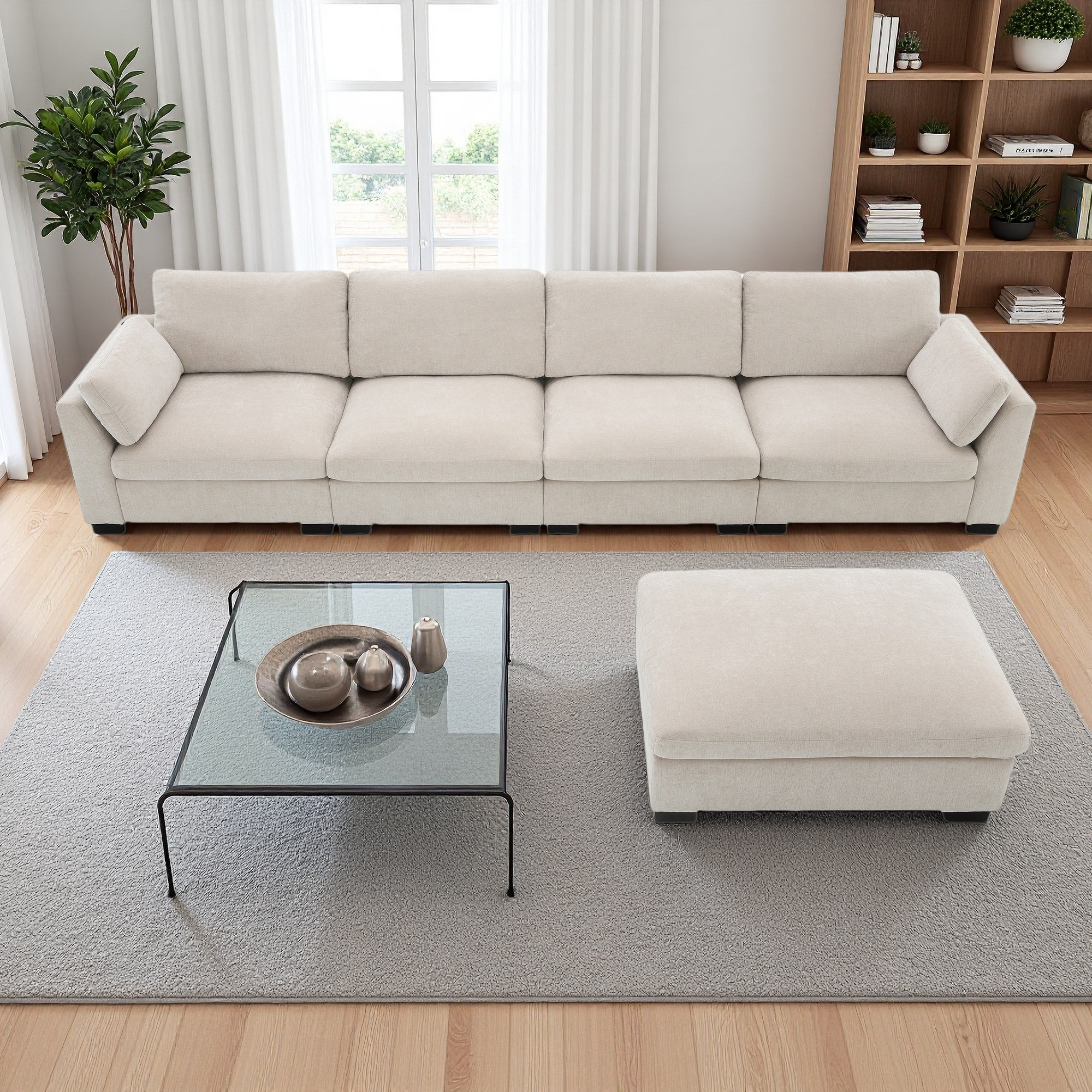 Latitude Run® 130" Modular Sectional Sofa, L-Shape With Folding Table ...
